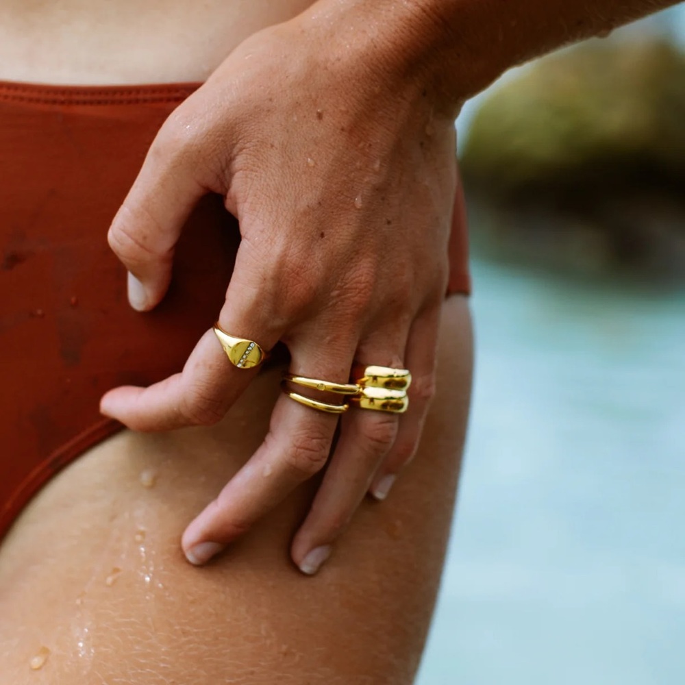 Atolea Double Dare Ring - Size 8, 18k Gold Triple Plated, & New w/ Dust Bag - Picture 4 of 4